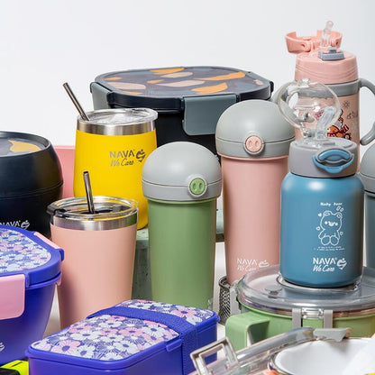 Sticla de plastic cu pai Nava 380ml verde