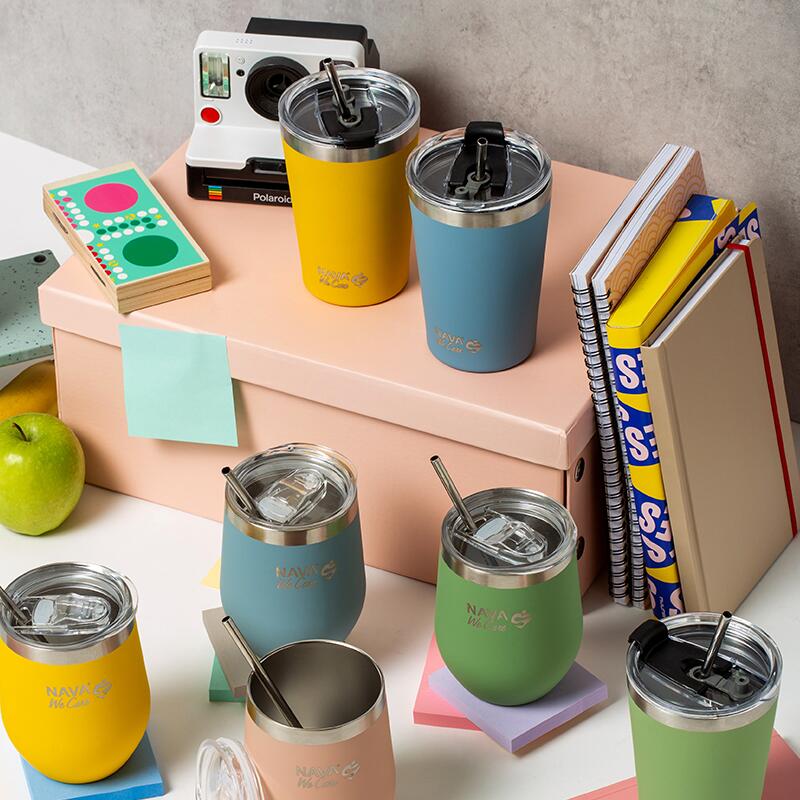 Cana termoizolanta cu pai Nava 450ml verde