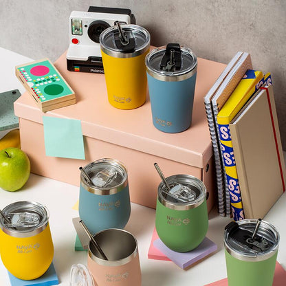 Cana termoizolanta cu pai Nava 450ml verde