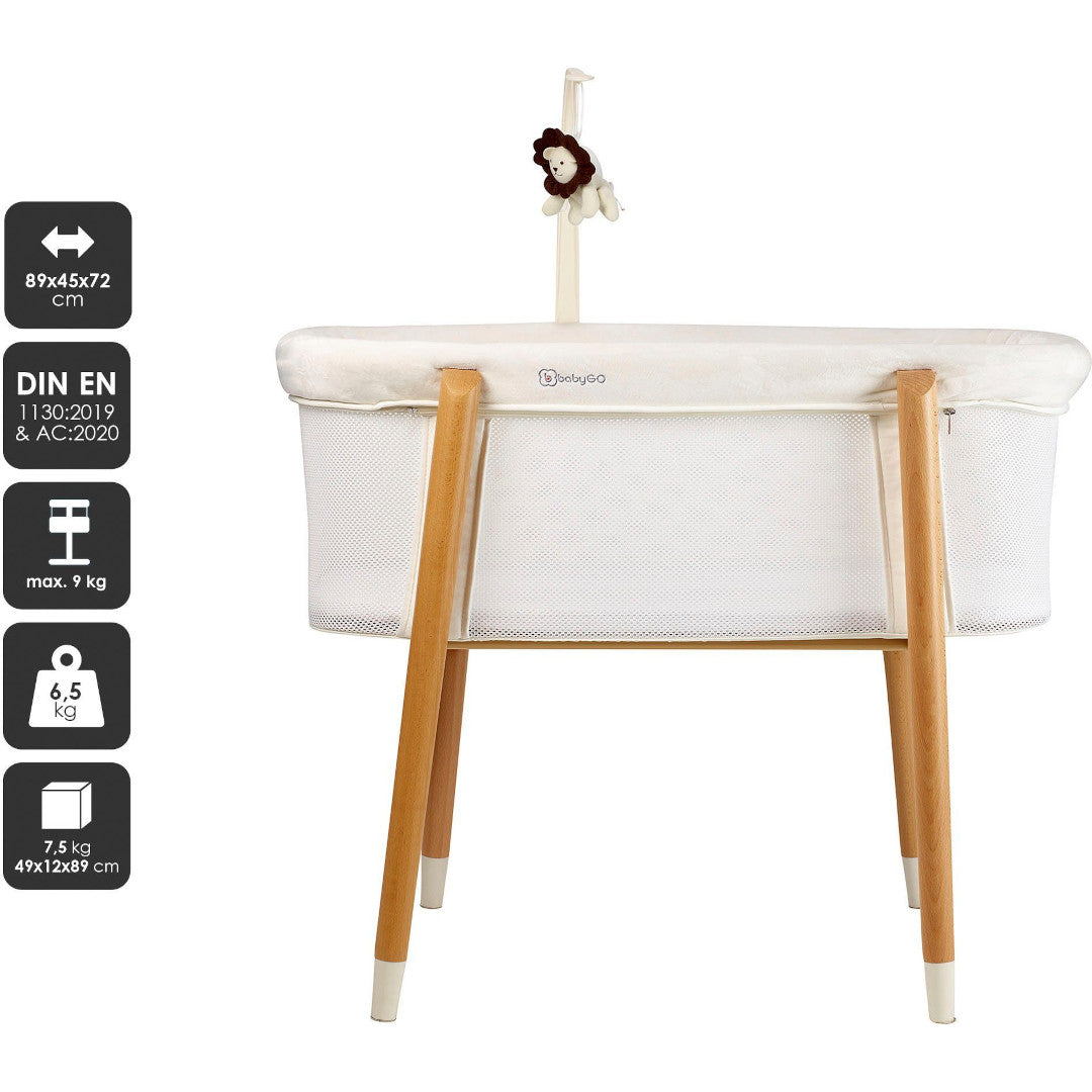 BabyGo - Patut cu cadru din Lemn si Bara de Jucarii Sleepgood Mesh