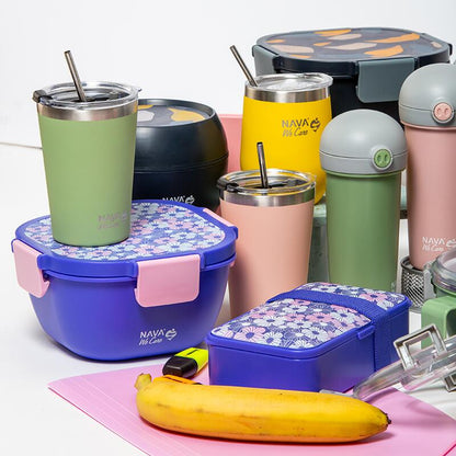 Cana termoizolanta cu pai Nava 450ml verde