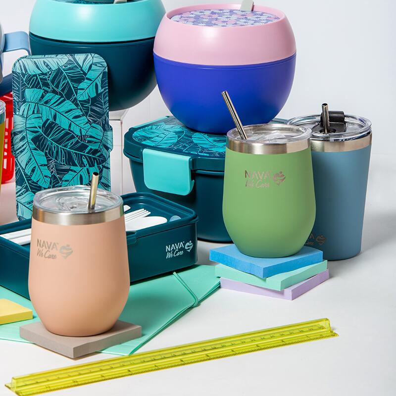 Cana termoizolanta cu pai Nava 360ml verde