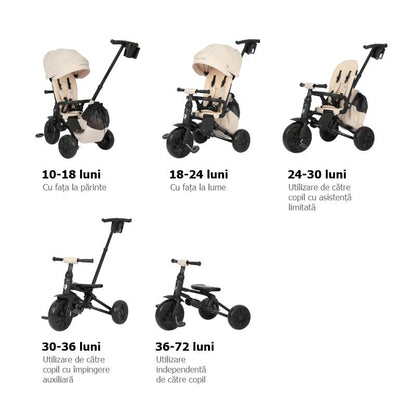 Tricicleta ultrapliabila Qplay Nova MAX Bej