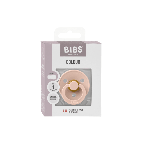 BIBS - Suzeta Colour Latex, tetina rotunda, 0+ luni, ambalaj premium-Blush