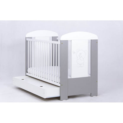 Patut Drewex Bear cu sertar - Silver + Saltea Cocos 12 cm
