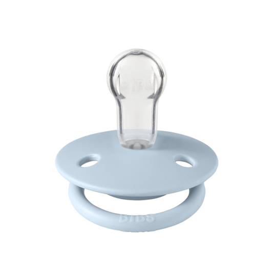BIBS - Suzeta De Lux Silicon, tetina rotunda, marime universala (0-3 ani)-Baby Blue