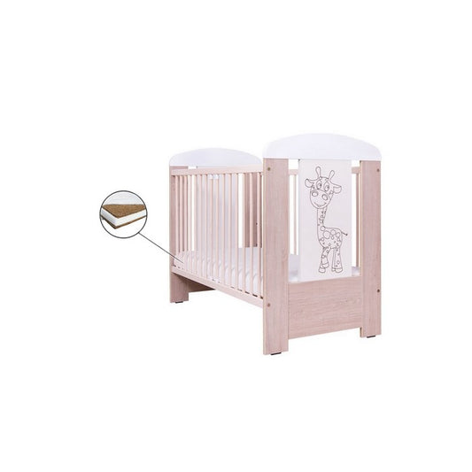 Patut Drewex Giraffe - Natur cu Alb + Saltea Cocos 12 cm