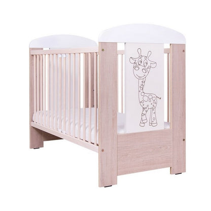 Patut Drewex Giraffe - Natur cu Alb + Saltea Cocos 12 cm