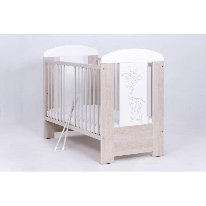 Patut Drewex Giraffe - Natur cu Alb + Saltea Cocos 12 cm