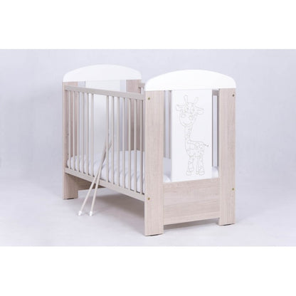 Patut Drewex Giraffe - Natur cu Alb + Saltea Cocos 12 cm