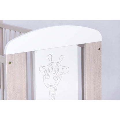 Patut Drewex Giraffe - Natur cu Alb + Saltea Cocos 12 cm