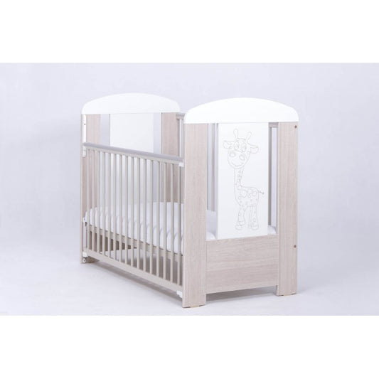 Patut Drewex Giraffe Culisant - Natur cu Alb + Saltea Cocos 12 cm