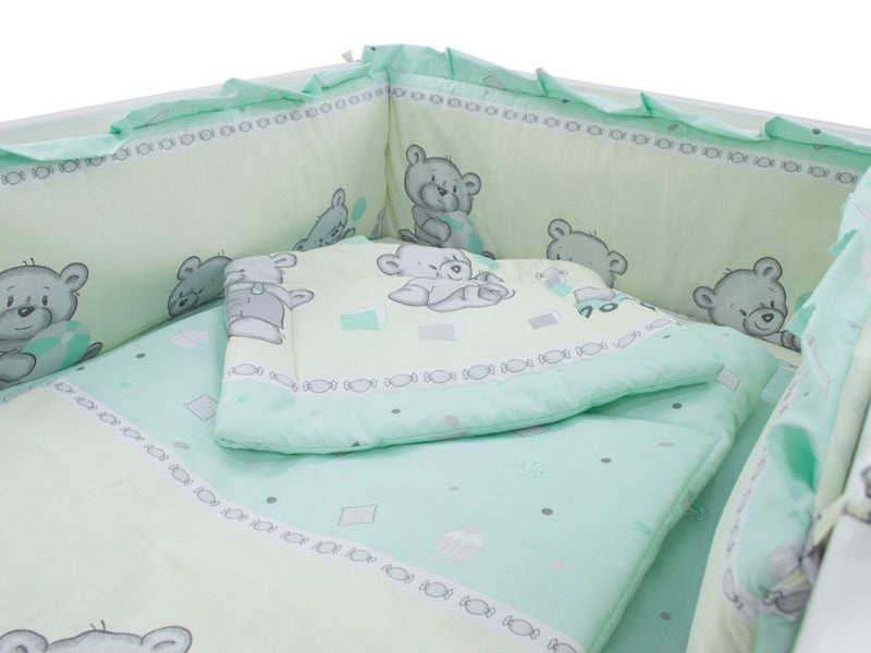 Lenjerie MyKids Teddy Toys Turquoise 4 Piese M1 120x60