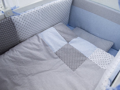 Lenjerie MyKids Dots Blue-Grey 11 Piese 120x60 cm