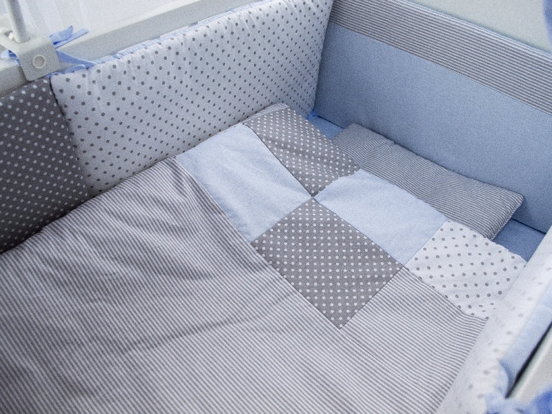 Lenjerie MyKids Dots Blue-Grey 11 Piese 120x60 cm