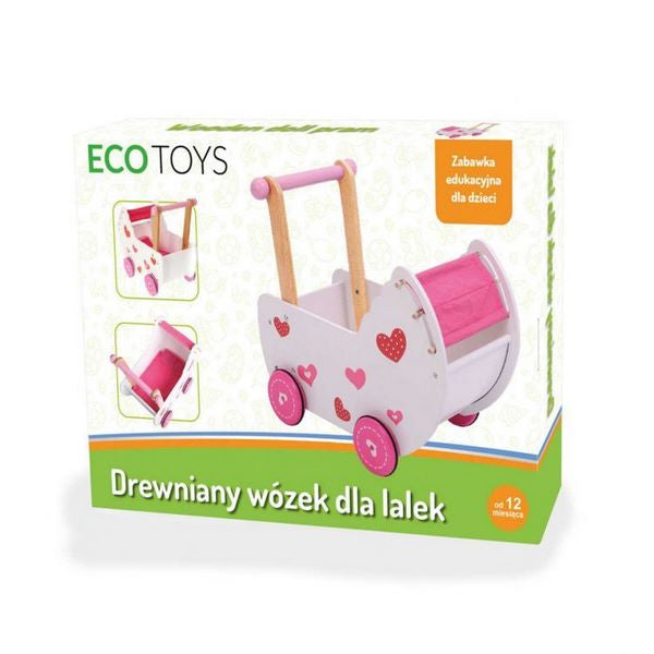 Carucior antemergator de papusi din lemn 2150 Ecotoys - Resigilat