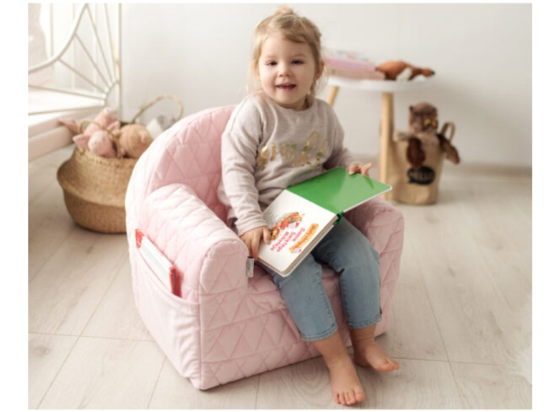 Fotoliu copii Klups Velvet Roz V101