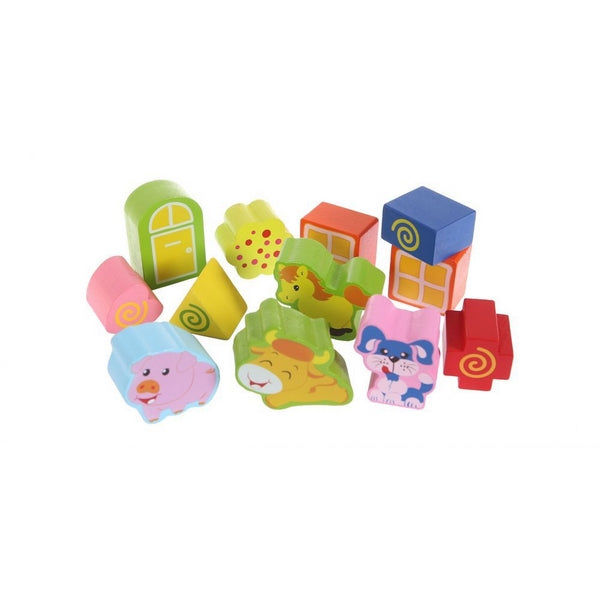 Casuta din lemn si cuburi 2044 Ecotoys