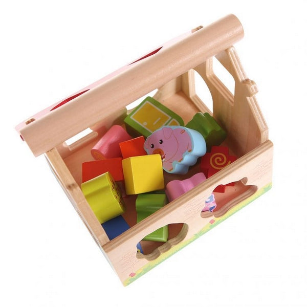 Casuta din lemn si cuburi 2044 Ecotoys