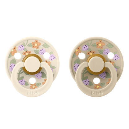 BIBS x LIBERTY - Set 2 suzete Colour Strawberries and Cream Latex, tetina rotunda, 0 luni+-Ivory/Vanilla