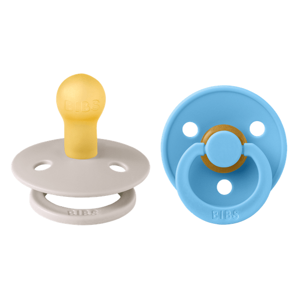 BIBS - Set 2 suzete Colour Latex, tetina rotunda, 0 luni +-Mushroom/Breeze