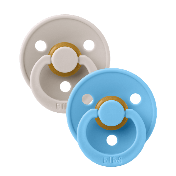 BIBS - Set 2 suzete Colour Latex, tetina rotunda, 0 luni +-Mushroom/Breeze
