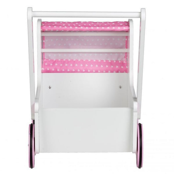 Carucior de papusi din lemn TT003 Ecotoys - Roz