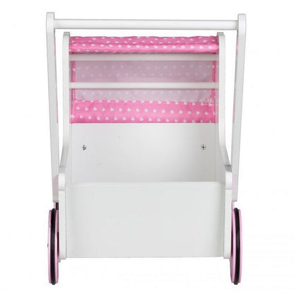 Carucior de papusi din lemn TT003 Ecotoys - Roz