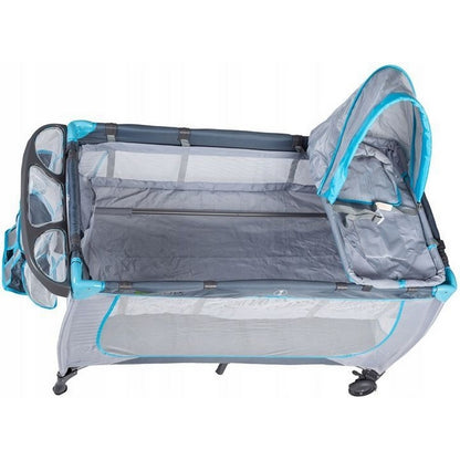 Patut pliabil accesorizat Ecotoys - Gri - Resigilat (husa transport rupta)