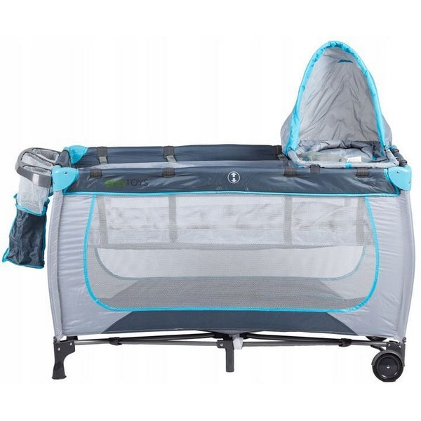 Patut pliabil accesorizat Ecotoys - Gri - Resigilat (husa transport rupta)