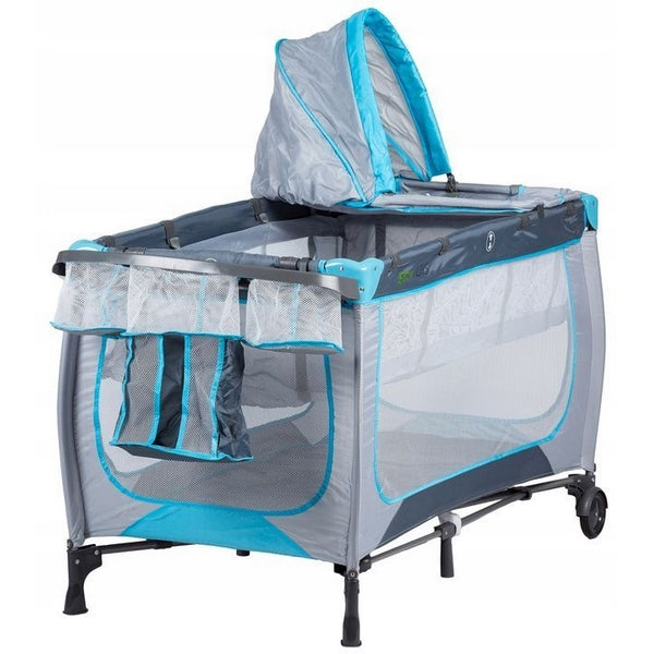 Patut pliabil accesorizat Ecotoys - Gri - Resigilat (husa transport rupta)