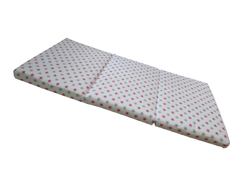 Saltea Pliabila Spuma Poliuretanica 120x60x5 cm - Stelute Gri Roz