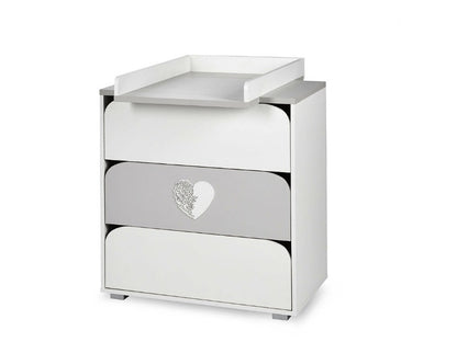 Comoda de infasat Klups NEL Heart Alb Gri