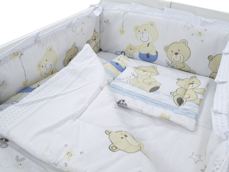 Lenjerie MyKids Teddy Play Blue M1 5 piese 120x60 cm