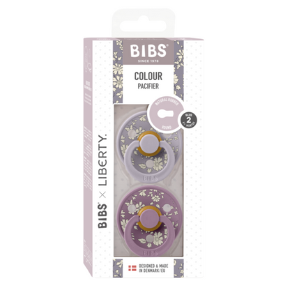 BIBS x LIBERTY - Set 2 suzete Colour Capel Latex, tetina rotunda, 6 luni+-Fossil Grey/Mauve