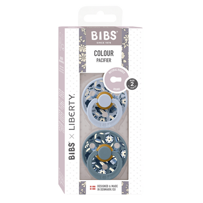 BIBS x LIBERTY - Set 2 suzete Colour Bobo Latex, tetina rotunda, 6 luni+-Dusty Blue/Petrol