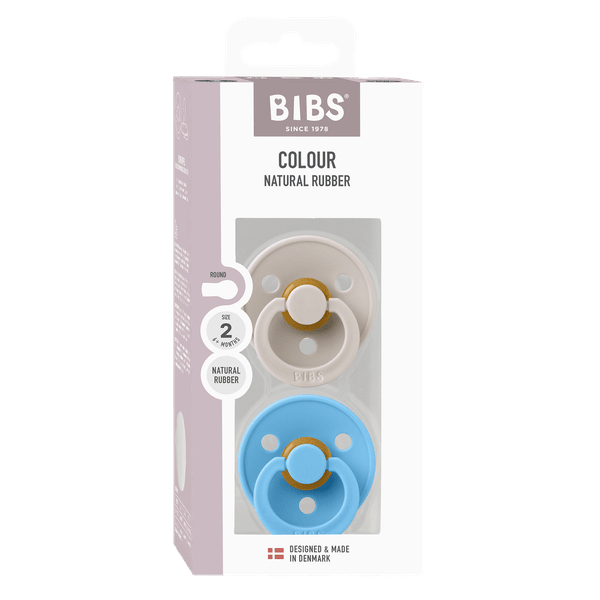 BIBS - Set 2 suzete Colour Latex, tetina rotunda, 6 luni +-Mushroom/Breeze