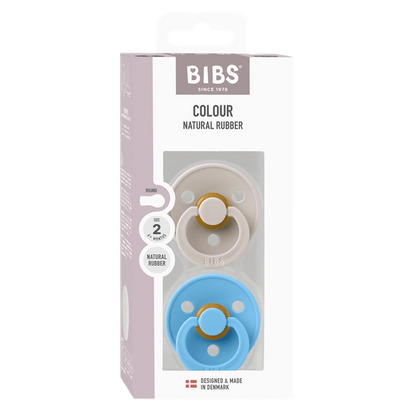 BIBS - Set 2 suzete Colour Latex, tetina rotunda, 6 luni +-Mushroom/Breeze
