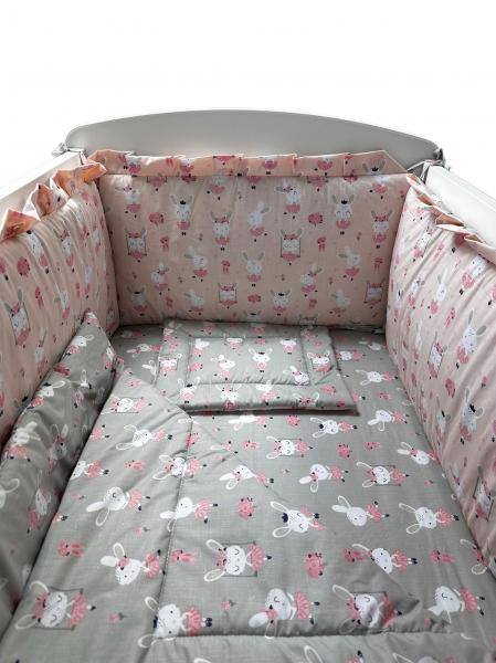 Lenjerie Dancing Bunny Gray-Pink 4+1 piese 120x60 cm