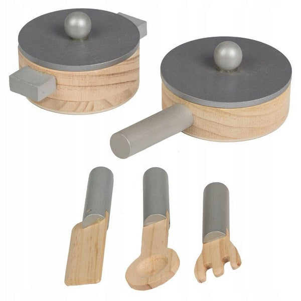 Bucatarie din lemn Ecotoys TK040 white + accesorii bucatarie - Alb