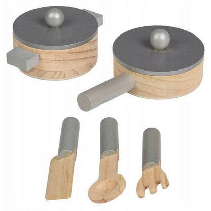 Bucatarie din lemn Ecotoys TK040 white + accesorii bucatarie - Alb