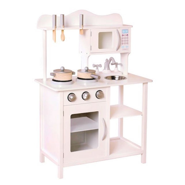 Bucatarie din lemn Ecotoys TK040 white + accesorii bucatarie - Alb