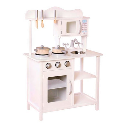 Bucatarie din lemn Ecotoys TK040 white + accesorii bucatarie - Alb