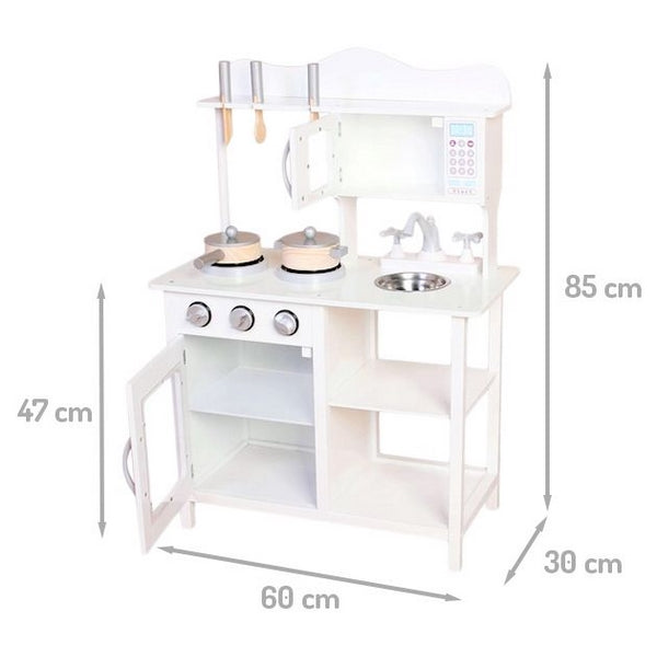 Bucatarie din lemn Ecotoys TK040 white + accesorii bucatarie - Alb