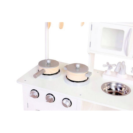 Bucatarie din lemn Ecotoys TK040 white + accesorii bucatarie - Alb