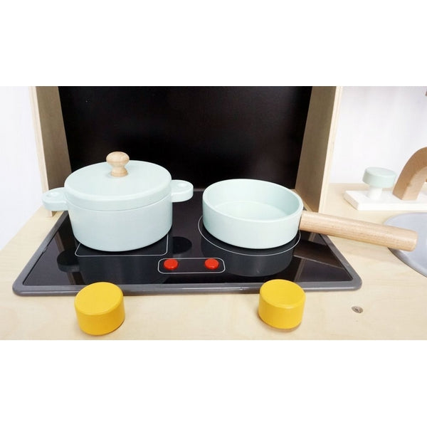 Bucatarie din lemn Ecotoys CA12092 cu tabla pentru retete