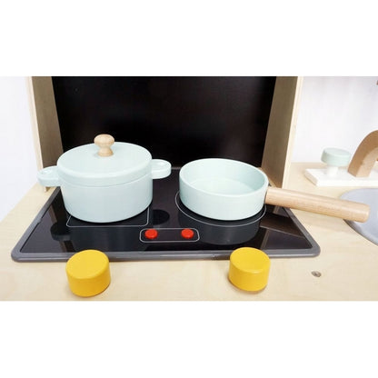 Bucatarie din lemn Ecotoys CA12092 cu tabla pentru retete