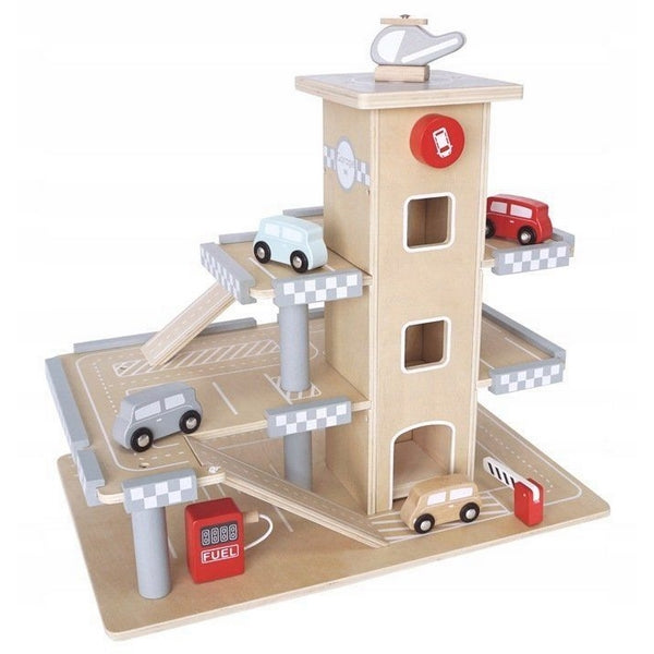 Parcare din lemn cu etaje si lift Ecotoys CA12104