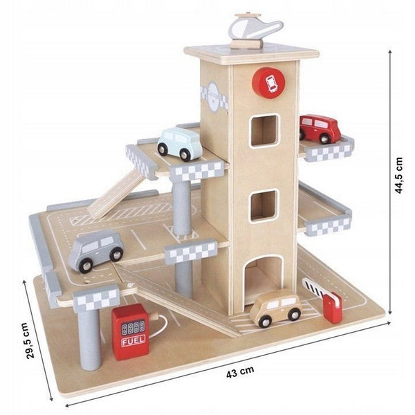 Parcare din lemn cu etaje si lift Ecotoys CA12104