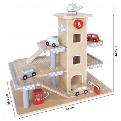 Parcare din lemn cu etaje si lift Ecotoys CA12104